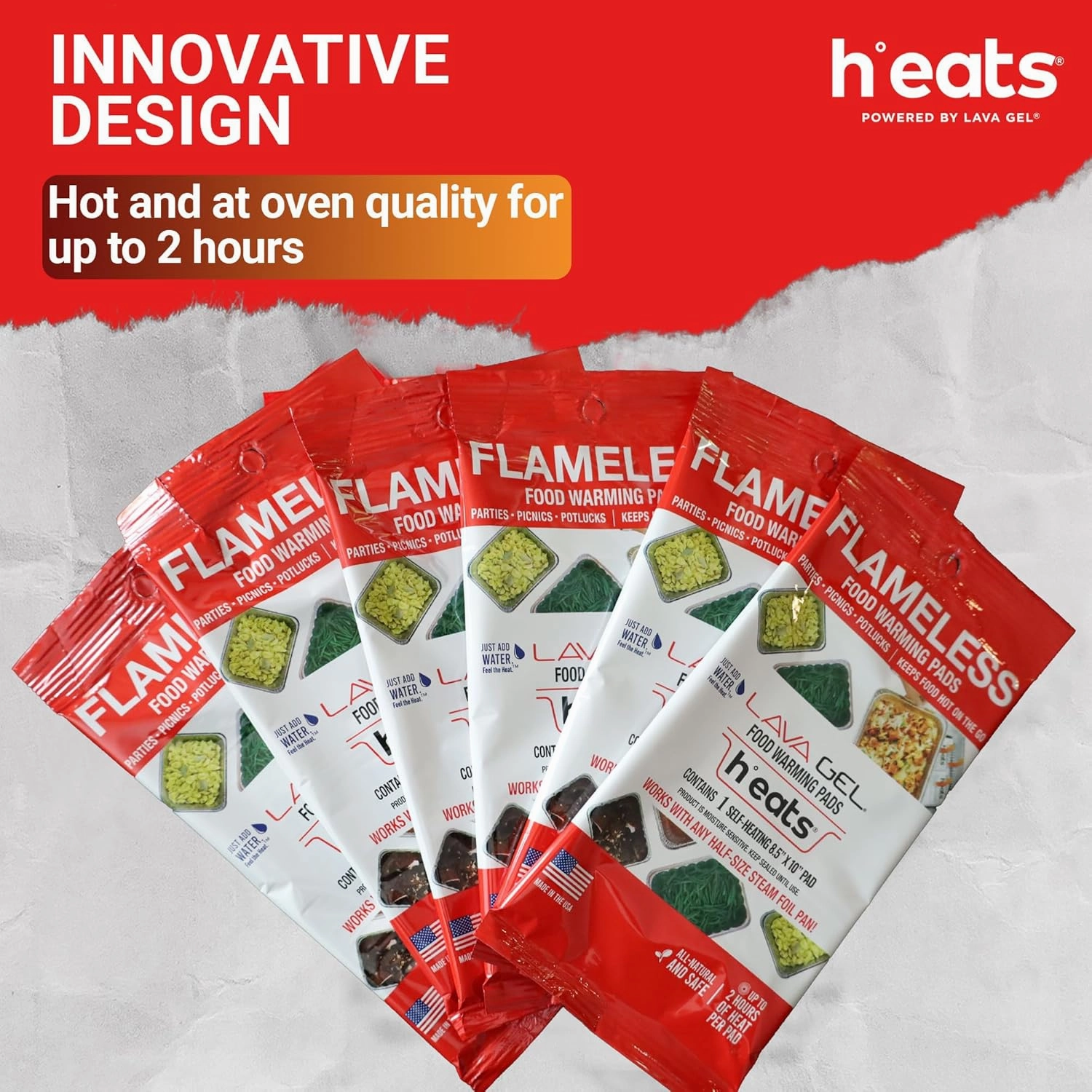 Flameless Food Warming Pads (6 Pack) - Food Warmers for Parties Buffet Disposable - Party Buffet Servers and Warmers for Half Size Pans - Heating Pads for Chafing Dish- Must-Have Catering Supplies