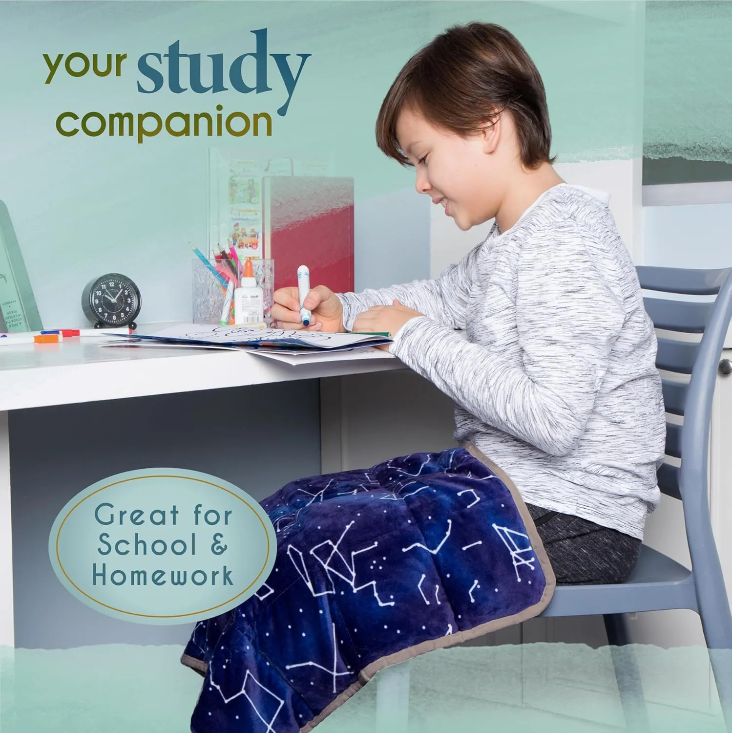 Florensi Weighted Lap Pad for Kids, 7 lbs - Weighted Blanket for Kids, Teenager, Boys, Girls - Soft, Warm, Comfortable - Sensory Weighted Lap Blanket & Calm Down Corner Supplies - 20" x 23" (Airplane)