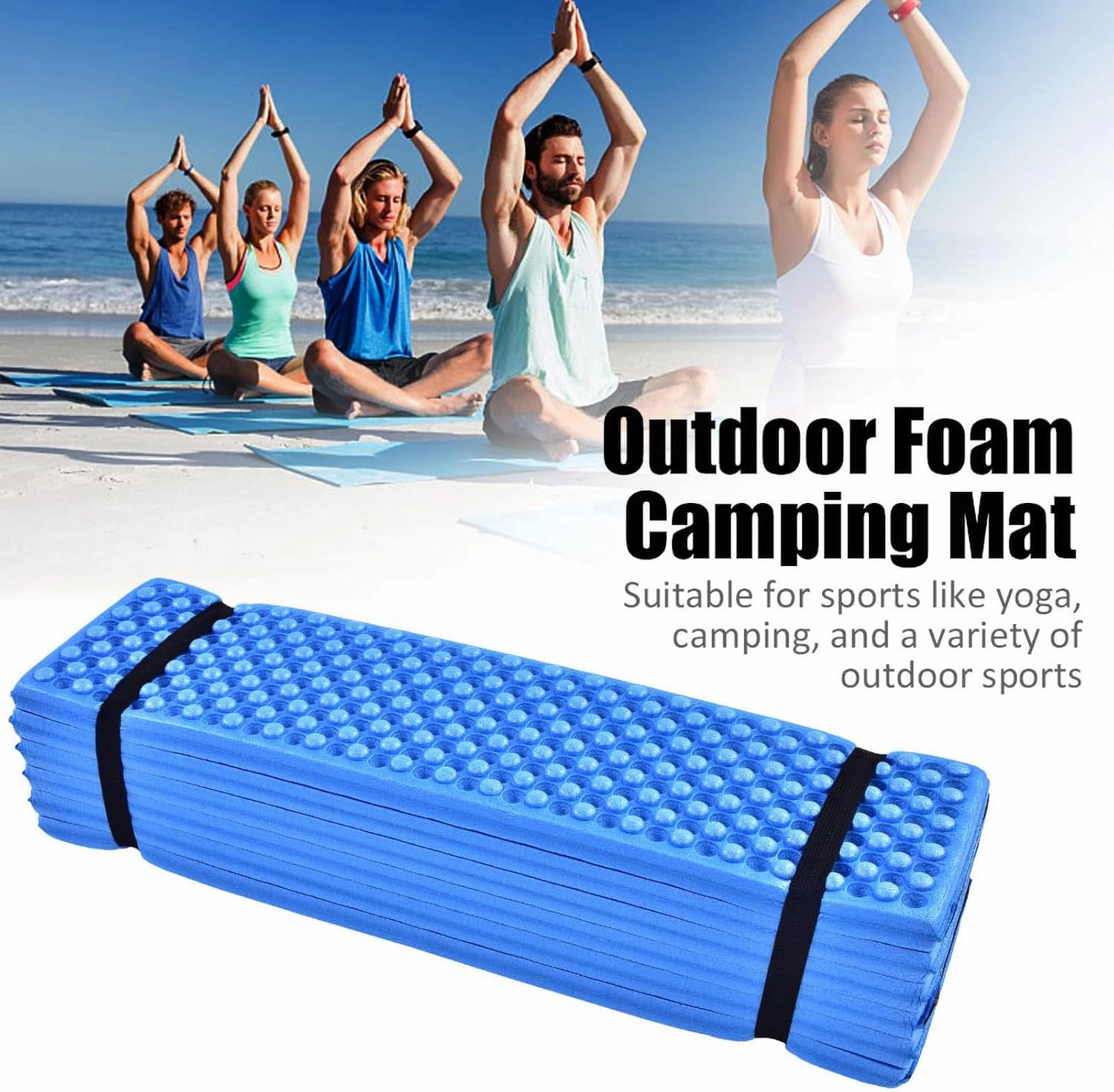 Foldable Camping Pad, Lightweight Sleeping Mattress Folding XPE Foam Egg Crate Mat Backpacking Hiking Compact Soft Kneeling Seat Cushion Waterproof Picnic Outdoor 72.8 x 21.7 inch