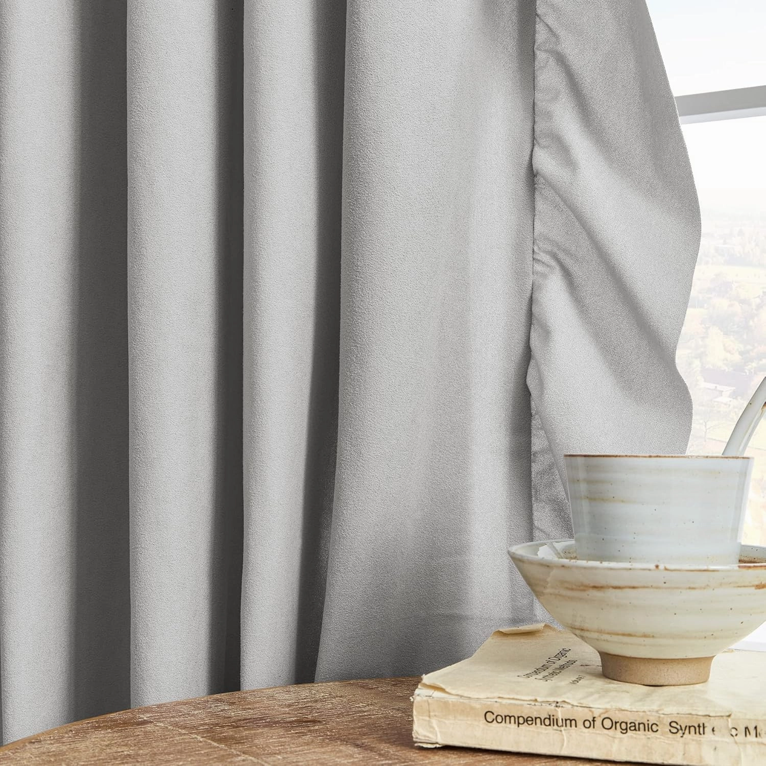 FOLKSIDE Grey Ruffle Curtains 84 Inches Long 2 Panels Set Room Darkening Curtains for Living Room Bedroom Decor Rod Pocket Light Reducing Window Drapes for Kids Boys Nursery Room Privacy Decor, 52x84
