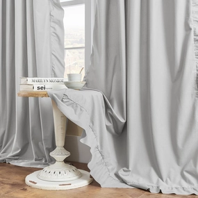 FOLKSIDE Grey Ruffle Curtains 84 Inches Long 2 Panels Set Room Darkening Curtains for Living Room Bedroom Decor Rod Pocket Light Reducing Window Drapes for Kids Boys Nursery Room Privacy Decor, 52x84