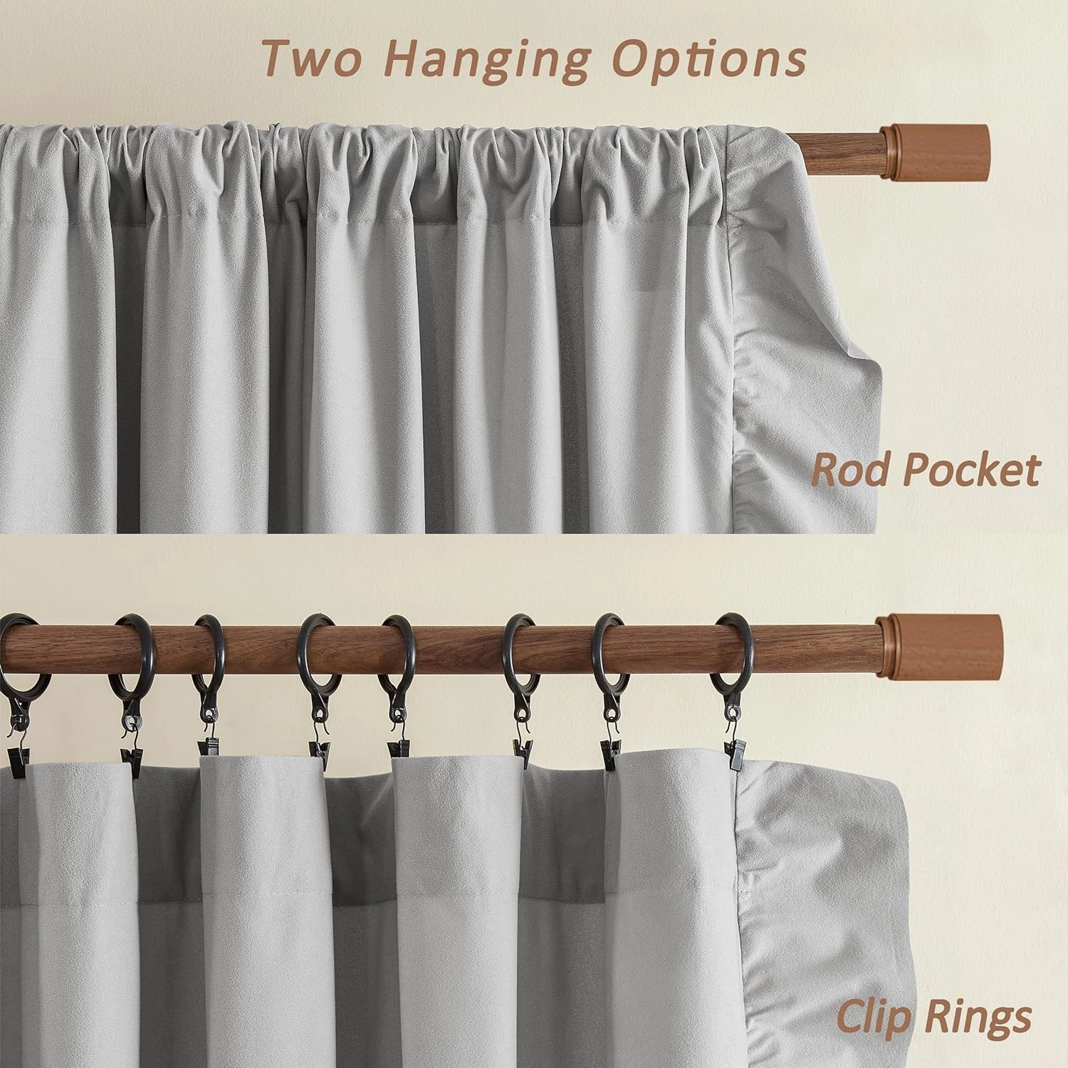 FOLKSIDE Grey Ruffle Curtains 84 Inches Long 2 Panels Set Room Darkening Curtains for Living Room Bedroom Decor Rod Pocket Light Reducing Window Drapes for Kids Boys Nursery Room Privacy Decor, 52x84