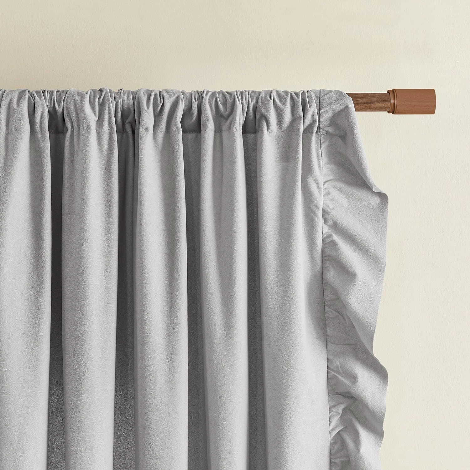 FOLKSIDE Grey Ruffle Curtains 84 Inches Long 2 Panels Set Room Darkening Curtains for Living Room Bedroom Decor Rod Pocket Light Reducing Window Drapes for Kids Boys Nursery Room Privacy Decor, 52x84