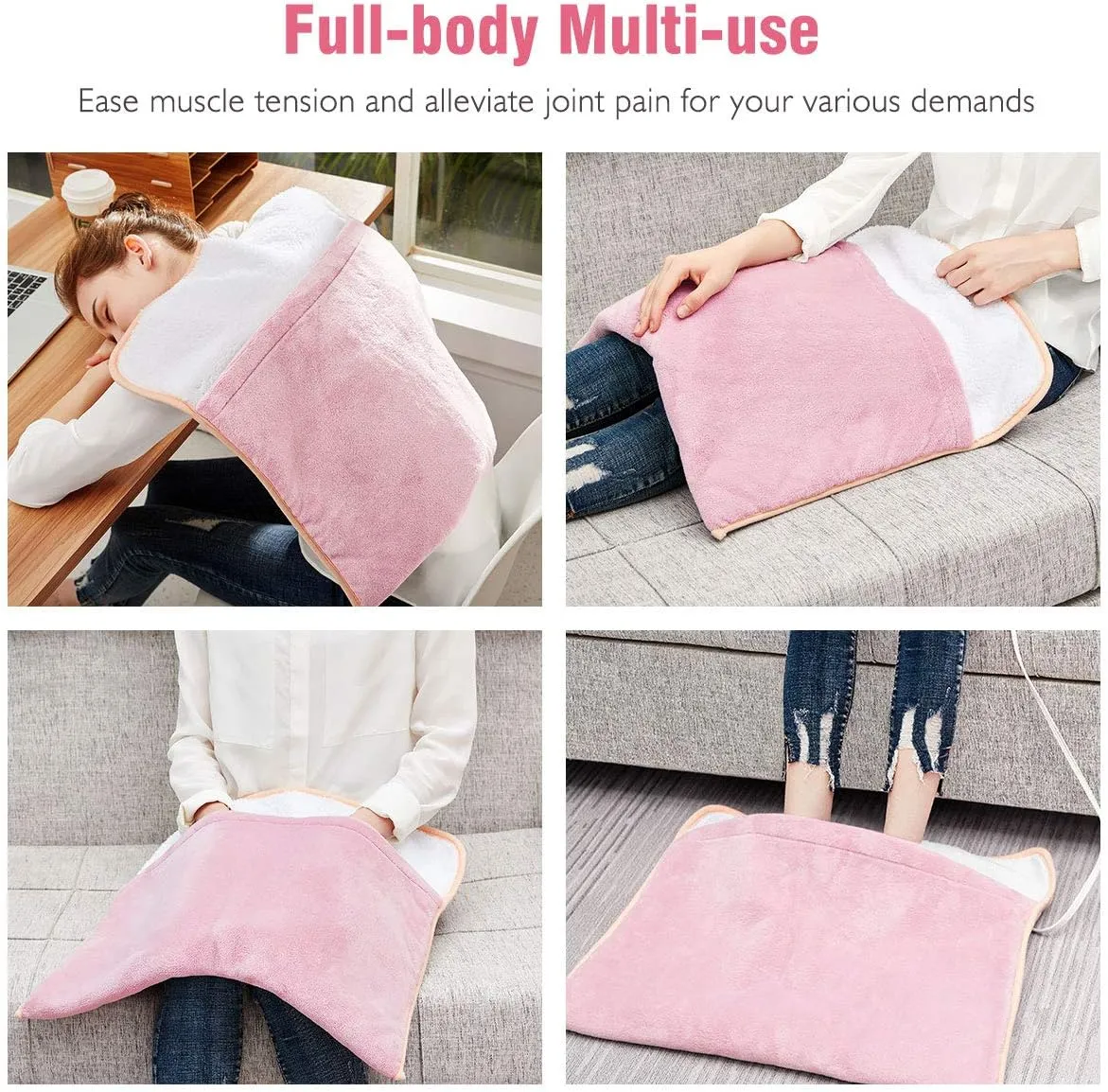 Foot Warmer Electric, Heating Pad King Size Ultra Soft Flannel, Extra Large for Bed, Abdomen, Feet, Back, Cramp, Office/Home Under Desk, 10ft Cord, Auto Off, 22" x 20" - Pink