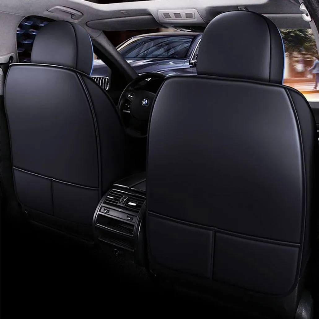for Chevy Silverado 1500/2500/3500 LT WT LTZ RST Custom Trail High Country Seat Covers 2008-2025, Waterproof Leather Compatible Airbag Truck Seat Protectors (Front Set, Black-Blue)