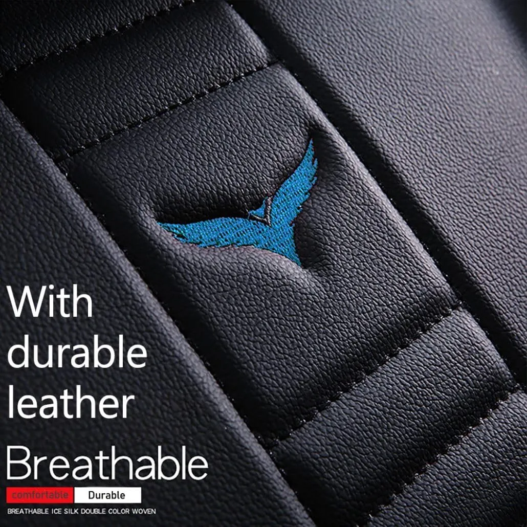 for Chevy Silverado 1500/2500/3500 LT WT LTZ RST Custom Trail High Country Seat Covers 2008-2025, Waterproof Leather Compatible Airbag Truck Seat Protectors (Front Set, Black-Blue)