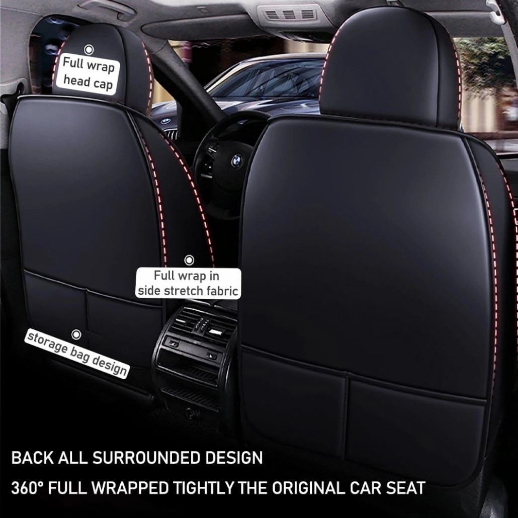 for Chevy Silverado 1500/2500/3500 LT WT LTZ RST Custom Trail High Country Seat Covers 2008-2025, Waterproof Leather Compatible Airbag Truck Seat Protectors (Front Set, Black-Coffee)