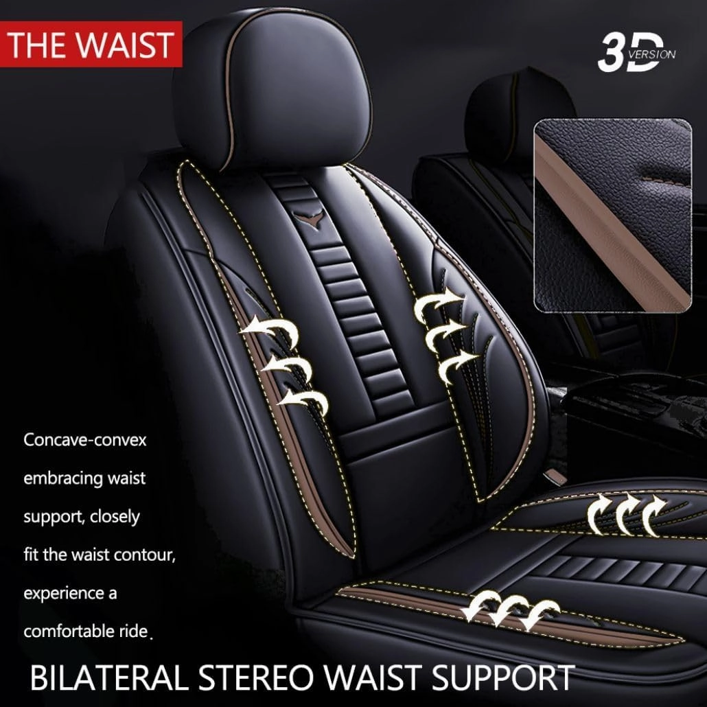 for Chevy Silverado 1500/2500/3500 LT WT LTZ RST Custom Trail High Country Seat Covers 2008-2025, Waterproof Leather Compatible Airbag Truck Seat Protectors (Front Set, Black-Coffee)
