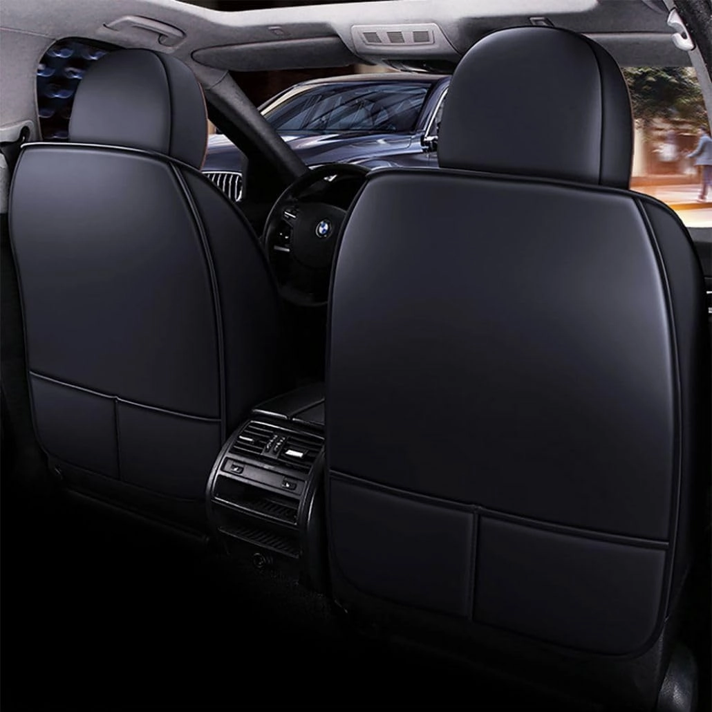 for Chevy Silverado 1500/2500/3500 LT WT LTZ RST Custom Trail High Country Seat Covers 2008-2025, Waterproof Leather Compatible Airbag Truck Seat Protectors (Front Set, Black-Coffee)