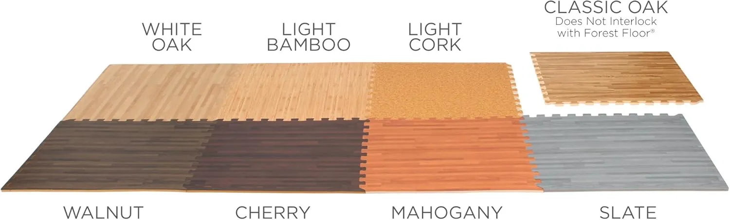 Forest Floor 3/8 Inch Thick Printed Foam Tiles, Premium Wood Grain Interlocking Foam Floor Mats, Anti-Fatigue Flooring – Stylish Flooring Solution