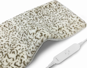 Full Weighted Heating Pad - Plush 2.3LB Hot Heated Pad for Back Pain Relieve, 12 Heating Levels, 8 Timer Settings, Holiday Gifts for Women Men Mom Dad (Leopard Print, 12''×24'' BB)