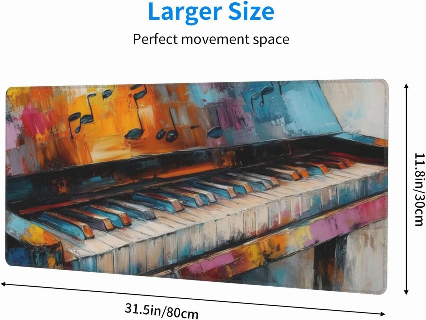 Gaming Mouse Pad,Large Non-Slip Rubber Base Mousepad,Keyboard Mouse Mat,Desk Pad with Stitched Edges,31.5x11.8inch,Paino
