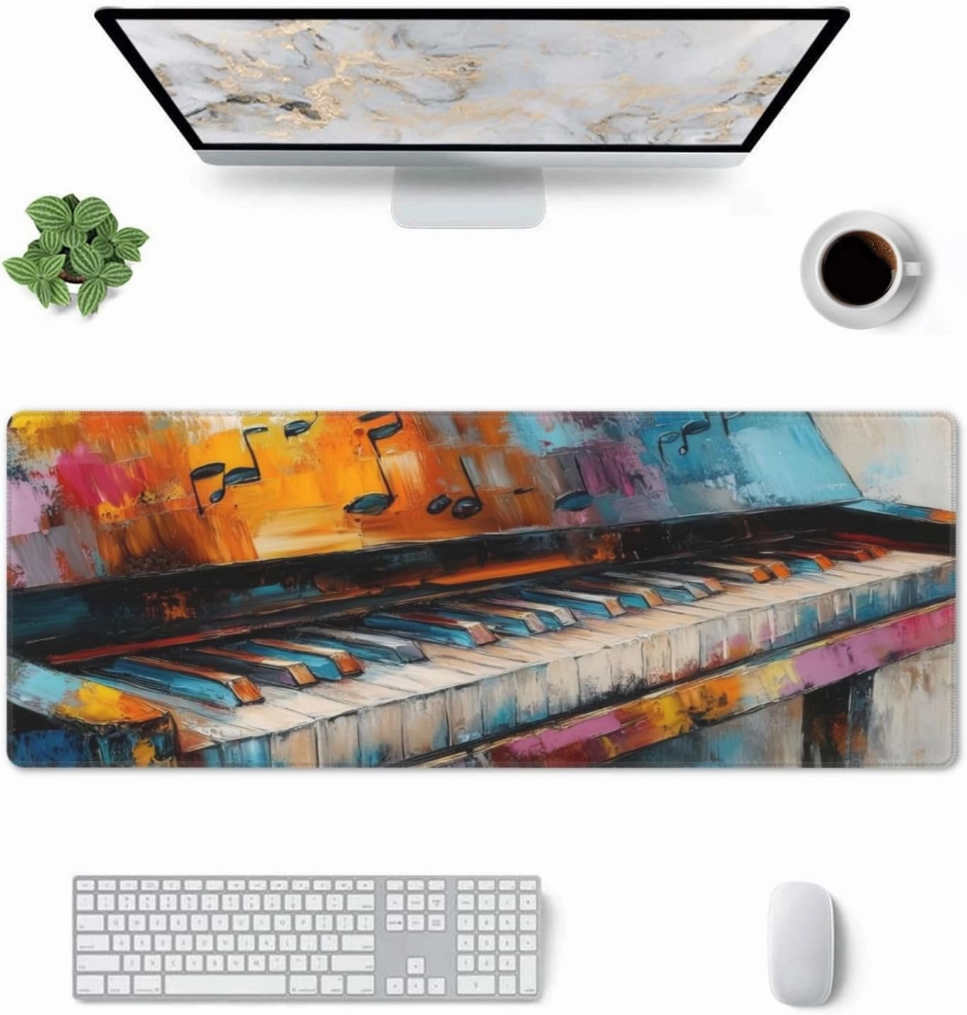 Gaming Mouse Pad,Large Non-Slip Rubber Base Mousepad,Keyboard Mouse Mat,Desk Pad with Stitched Edges,31.5x11.8inch,Paino
