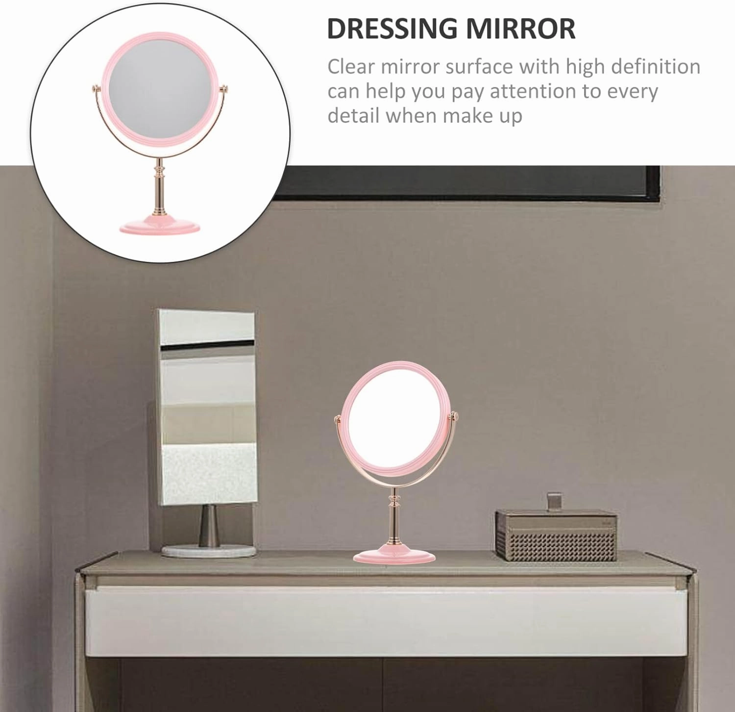 Garneck Make UP Mirror - Double Sided Mirror with Stander - Dsektop Mirror for Woman - Household Vanity Mirror Beauty Mirror