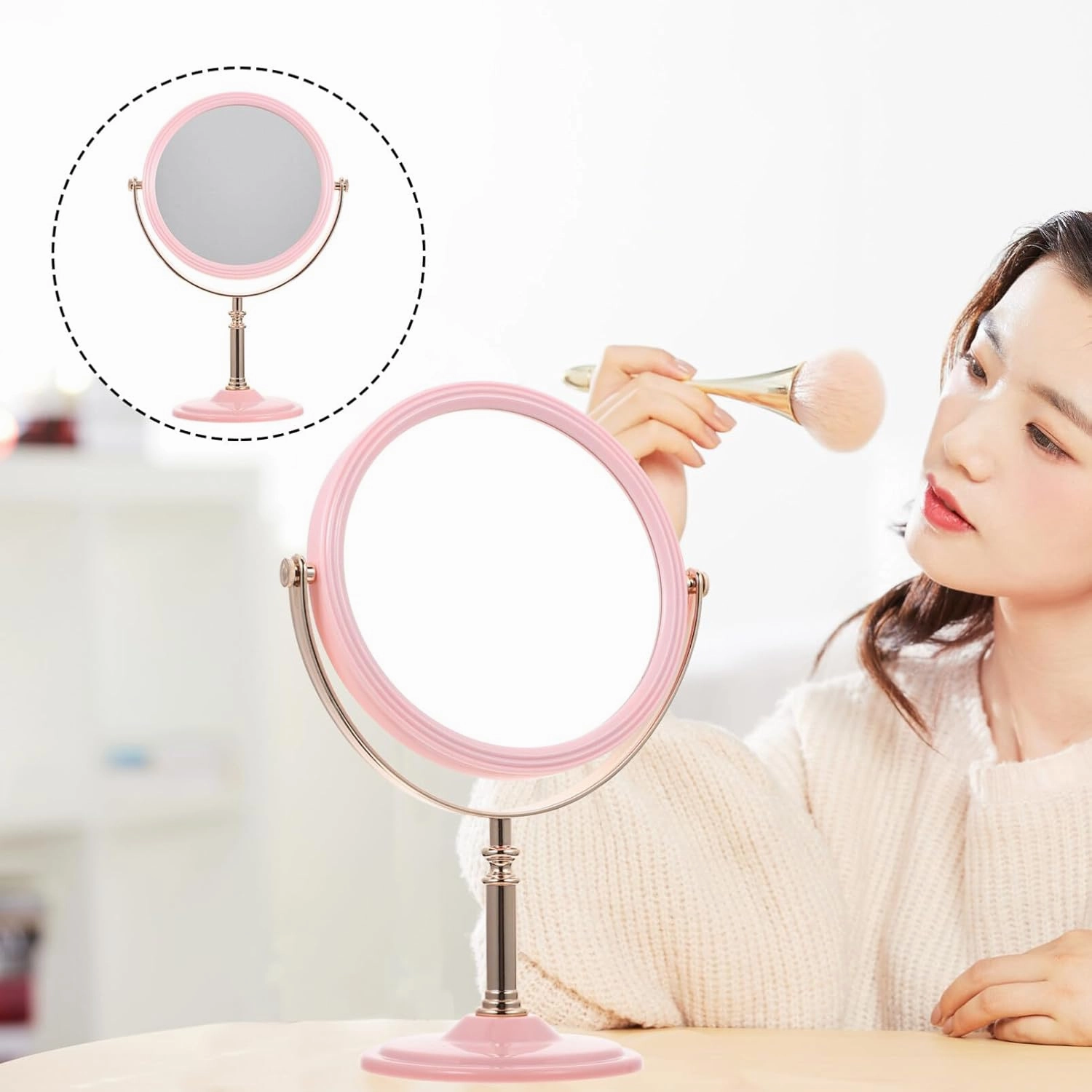 Garneck Make UP Mirror - Double Sided Mirror with Stander - Dsektop Mirror for Woman - Household Vanity Mirror Beauty Mirror