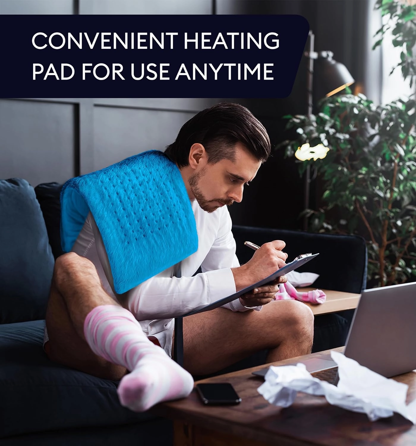 GENIANI Extra Large Electric Heating Pad for Back Pain and Cramps Relief - Auto Shut Off - Soft Heat Pad for Moist & Dry Therapy - Heat Patch (Aqua Blue)