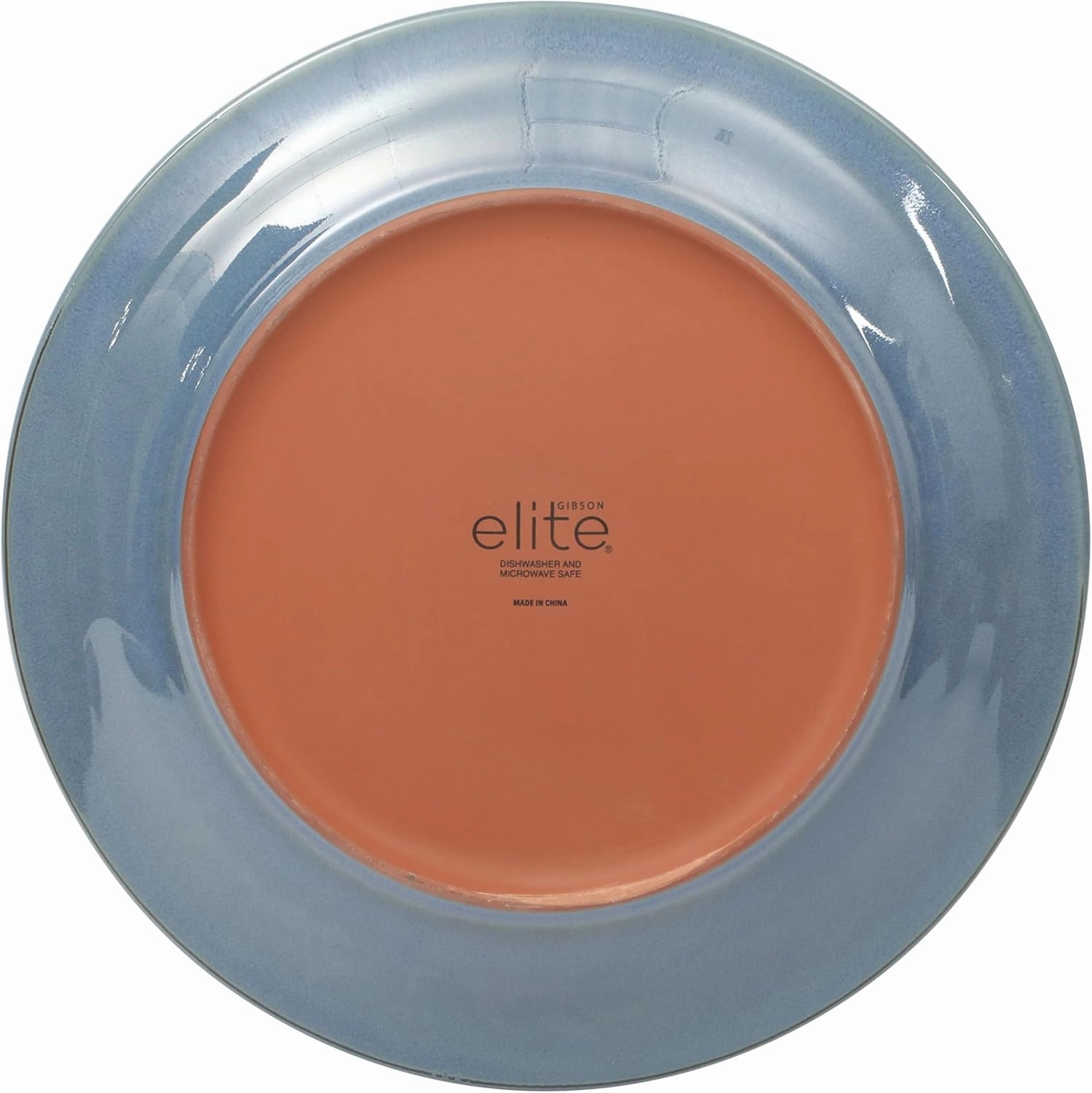 Gibson Elite Terranea 12 Piece Dishes Reactive Glaze Plates and Bowls Terracotta Dinnerware Set - Service for 4 - Blue