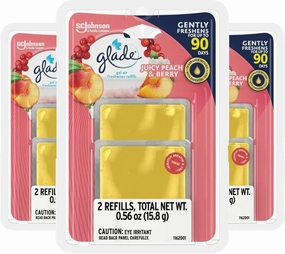 Glade Gel Air Freshener, 2 Count Refills, Juicy Peach & Berry, 0.56 oz (3 Pack)