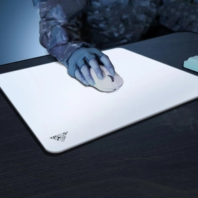 Glass Mousepad XXL-15.75x17.72inch Tempered Glass Gaming Mouse Mat-Ultra-Smooth Micro-Etched Surface - Dirt and Scratch-Resistant - Anti-Slip Base (White)