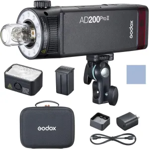 Godox AD200Pro II Pocket Flash Light 200W TTL Auto-Flash 1/8000s HSS 0.01-1.8s Recycle Time with Bi-Color Modeling Light