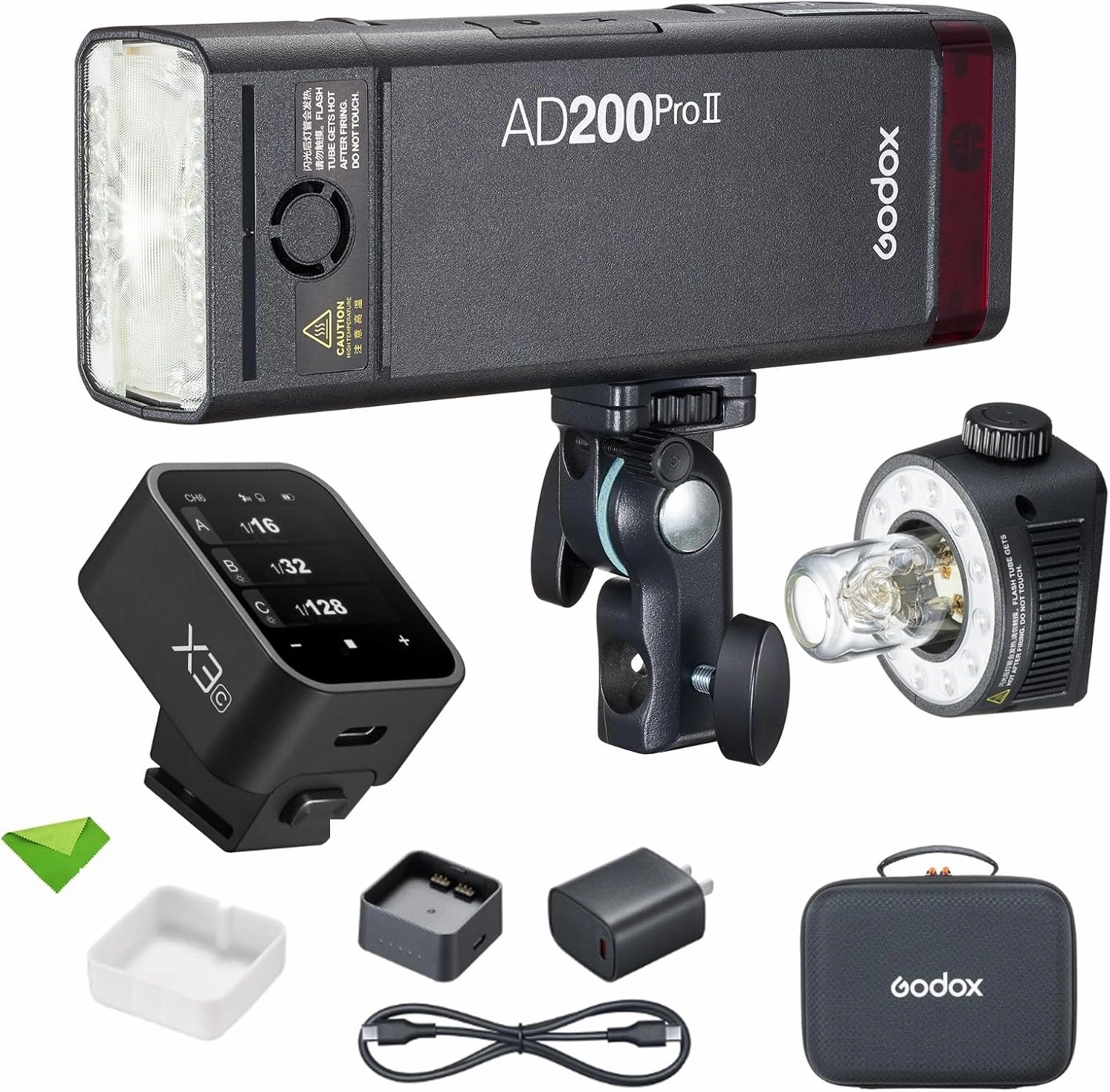 GODOX AD200 Pro II AD200Pro II 200Ws 2.4G Flash with Godox X3-C Trigger for Canon, 500 Full Power Flashes, 0.01-1.8s Recycling TTL Speedlite Pocket Monolight Strobe Flash (Upgraded Godox AD200 Pro)
