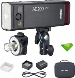 GODOX AD200 Pro II AD200ProII 200Ws 2.4G TTL Flash Strobe, 500 Full Power Flashes, Recycle Time Approx.0.01~1.8s Pocket Strobe Flash for Canon, Sony, Nikon, Fuji, Olympus, Panasonic(AD200Pro Upgraded)