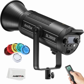 GODOX SL300III LED Video Light, 330W 5600K Bowens Mount Daylight Balanced Light, 99300Lux@1m,CRI 96  TLCI 97 ,8 FX Light Effects,Ultra Silent Mode, Yoke with Tightening Knob, Support APP Control