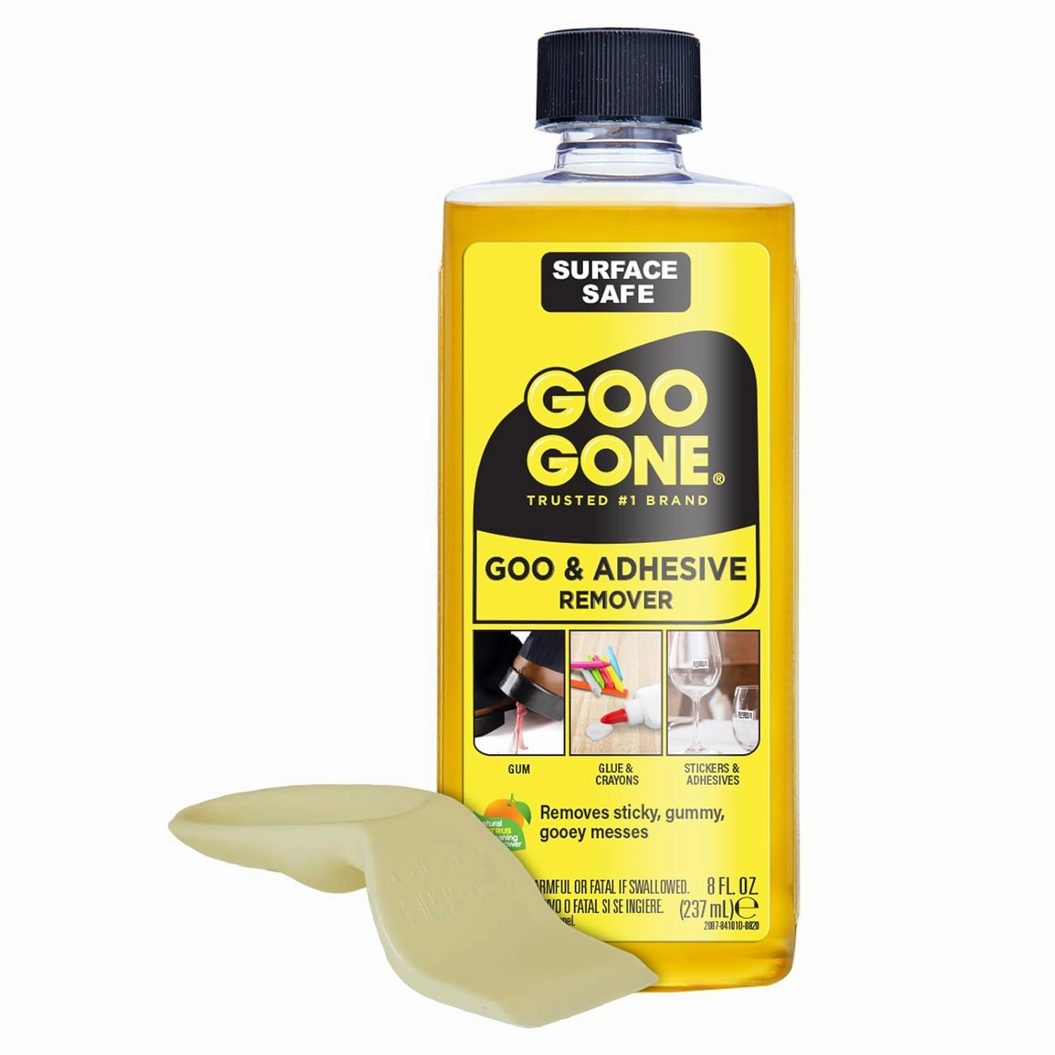 Goo Gone Original Liquid - 8 Ounce - Surface Safe Adhesive Remover Safely Removes Stickers Labels Decals Residue Tape Chewing Gum Grease Tar Crayon Glue