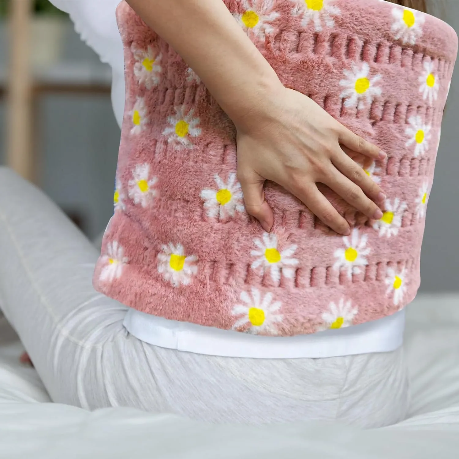 GOQOTOMO Flower Heating Pad for Back Pain Relief- 12" x 24"12 Heat Levels, 8 Timers Stay on, Machine Washable -F1224