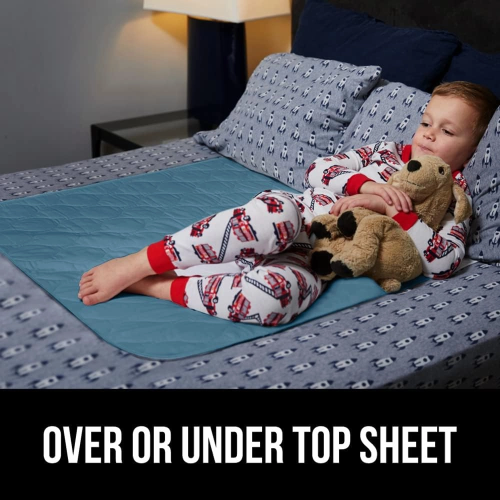 GORILLA GRIP Washable Underpads, Waterproof Reusable Heavy Absorbency Incontinence Bed Pads, Leak Proof Toddler Mattress Pad, 52x34 Slip Resistant Protector for Bedwetting, Adults and Kids, Blue