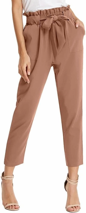 GRACE KARIN Women's Paper Bag Waist Pants Slim Fit Casual Office Pencil Pants