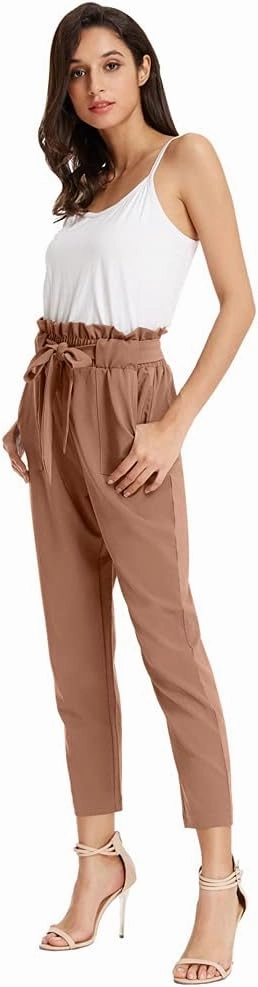 GRACE KARIN Women's Paper Bag Waist Pants Slim Fit Casual Office Pencil Pants