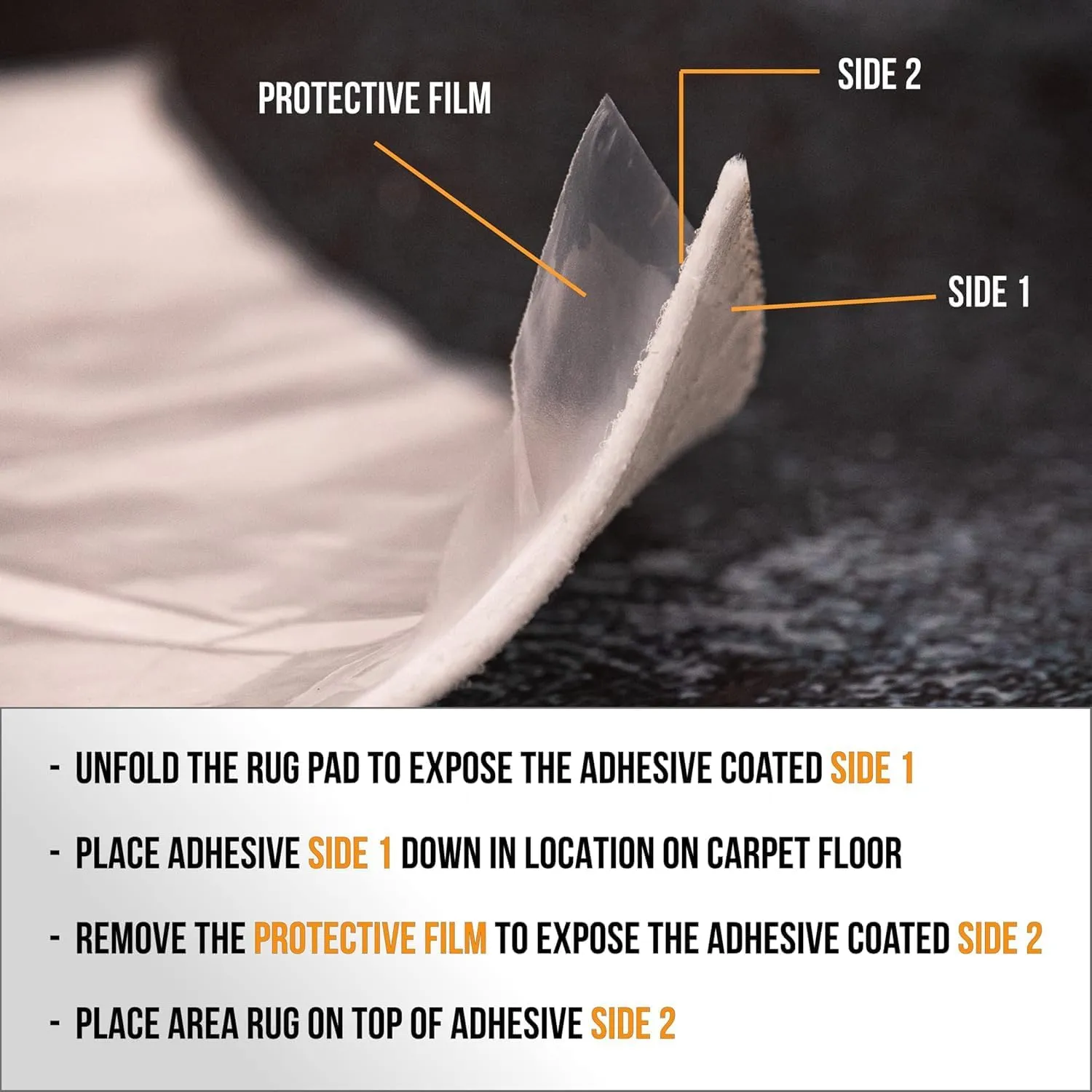 Grip-It Magic Stop Rug PAD, 8x11, White