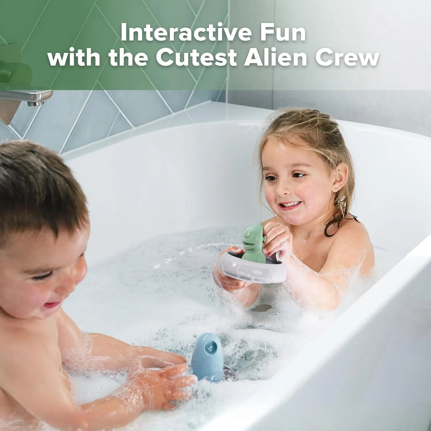 Haakaa Squeeze Alien Explorers Baby Bath Toys, Food Grade Silicone Toddler Bath Toys for Bathtubs/Swimming Pools/Beaches, Detachable Mold Free Floating Tub Toys for Kids Ages 1-3 (Tympani Rocket)