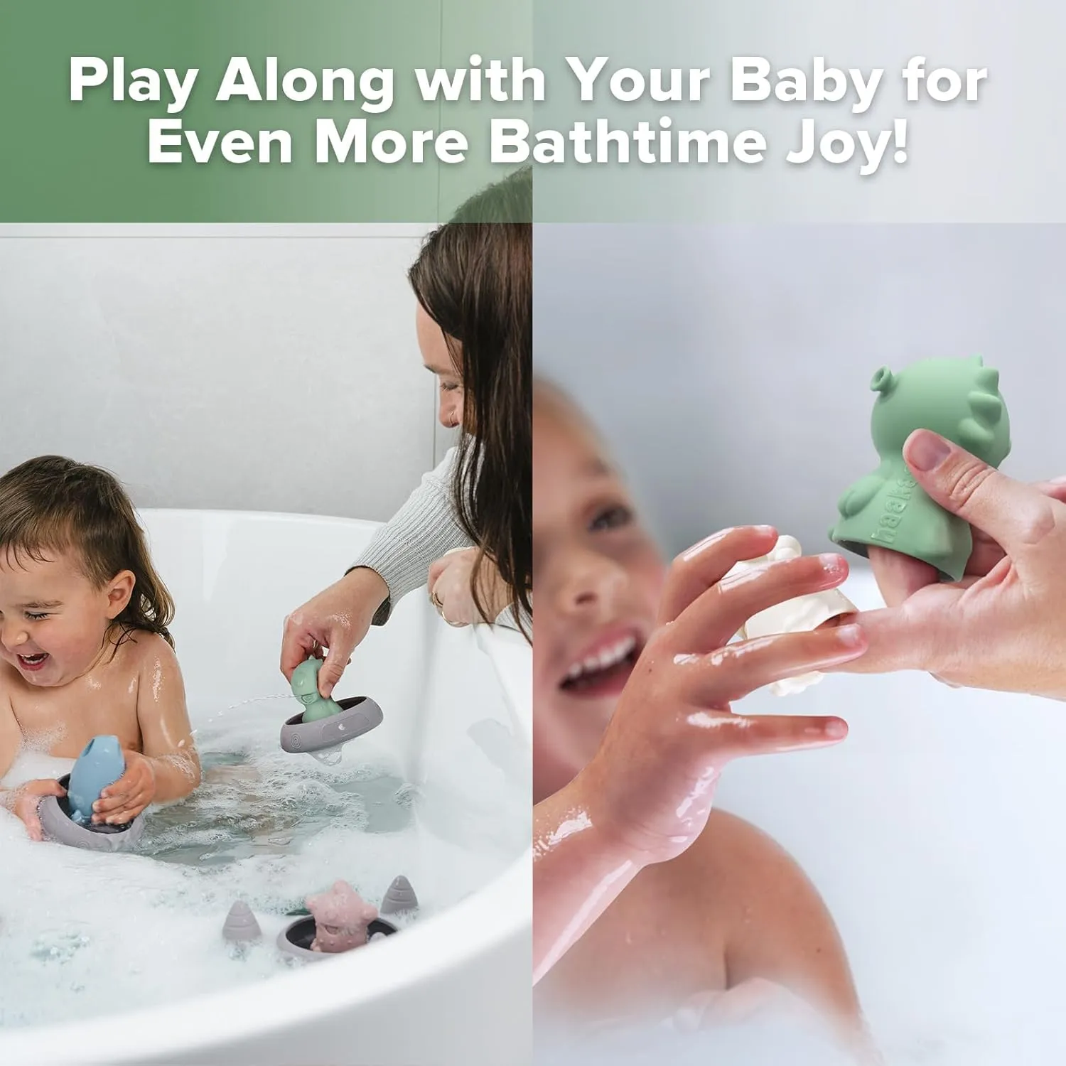 Haakaa Squeeze Alien Explorers Baby Bath Toys, Food Grade Silicone Toddler Bath Toys for Bathtubs/Swimming Pools/Beaches, Detachable Mold Free Floating Tub Toys for Kids Ages 1-3 (Tympani Rocket)