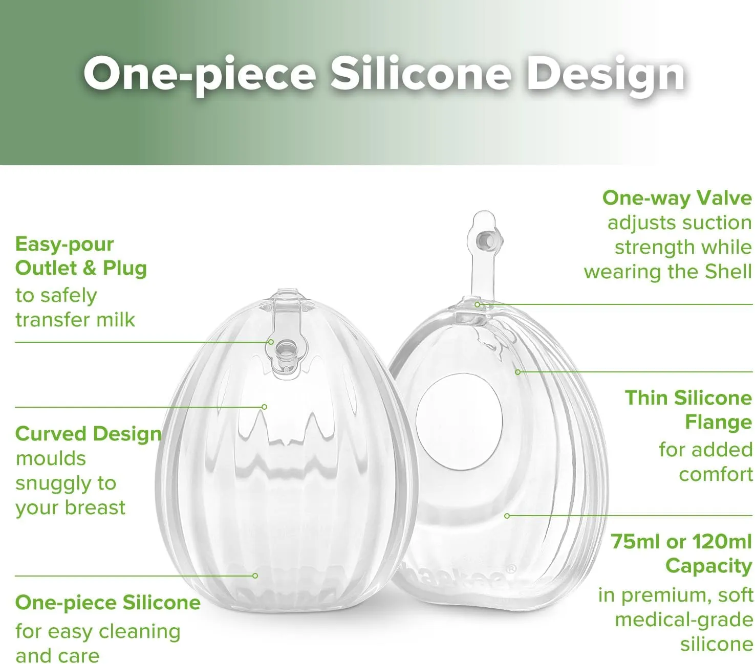 haakaa Wearable Manual Breast Pump with Plug | Hands-Free, Kick-Proof, Portable | More Fit & Soft| Unique Shell Design, Silicone Breastfeeding Milk Catchers，4oz/120ml，1 Count