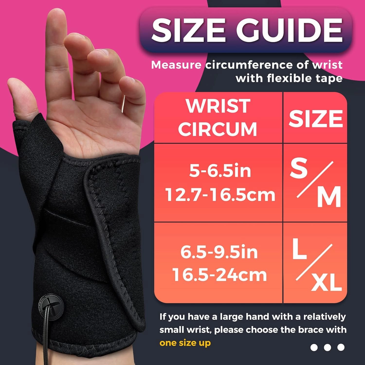 Hand Heating Pad for CMC Joint Thumb Arthritis, Heated Wrap Brace Splint Provides Support and Compression for Right Left Hand. Helps Men Women with Carpal Tunnel Relief, Wrist Pain, Tendonitis