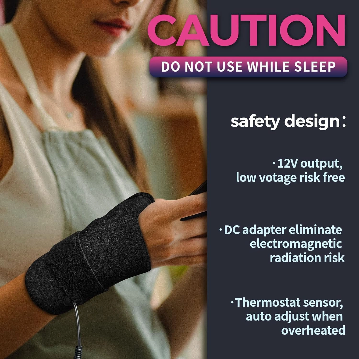 Hand Heating Pad for CMC Joint Thumb Arthritis, Heated Wrap Brace Splint Provides Support and Compression for Right Left Hand. Helps Men Women with Carpal Tunnel Relief, Wrist Pain, Tendonitis