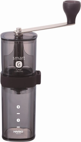 Hario "Smart G" Ceramic Coffee Mill, Clear Black