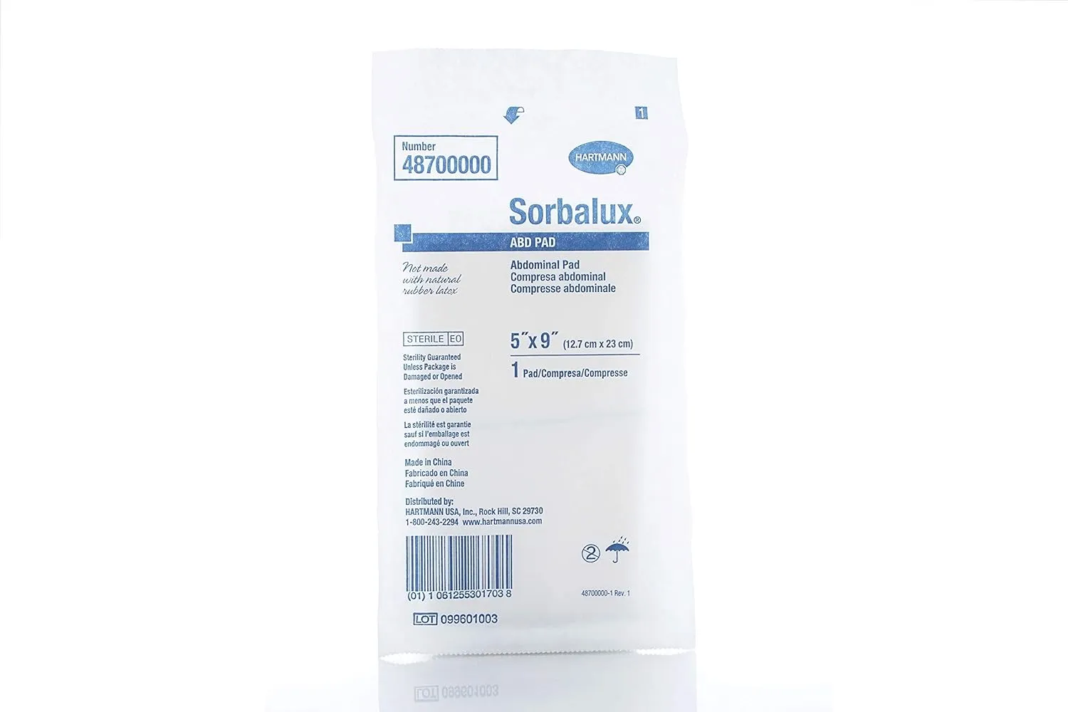 HARTMANN CONCO SORBALUX ABD Abdominal Pads, NONWOVEN Cellulose, 1-PLY 5" X 9", Rectangle, 48700000 (Case of 400)