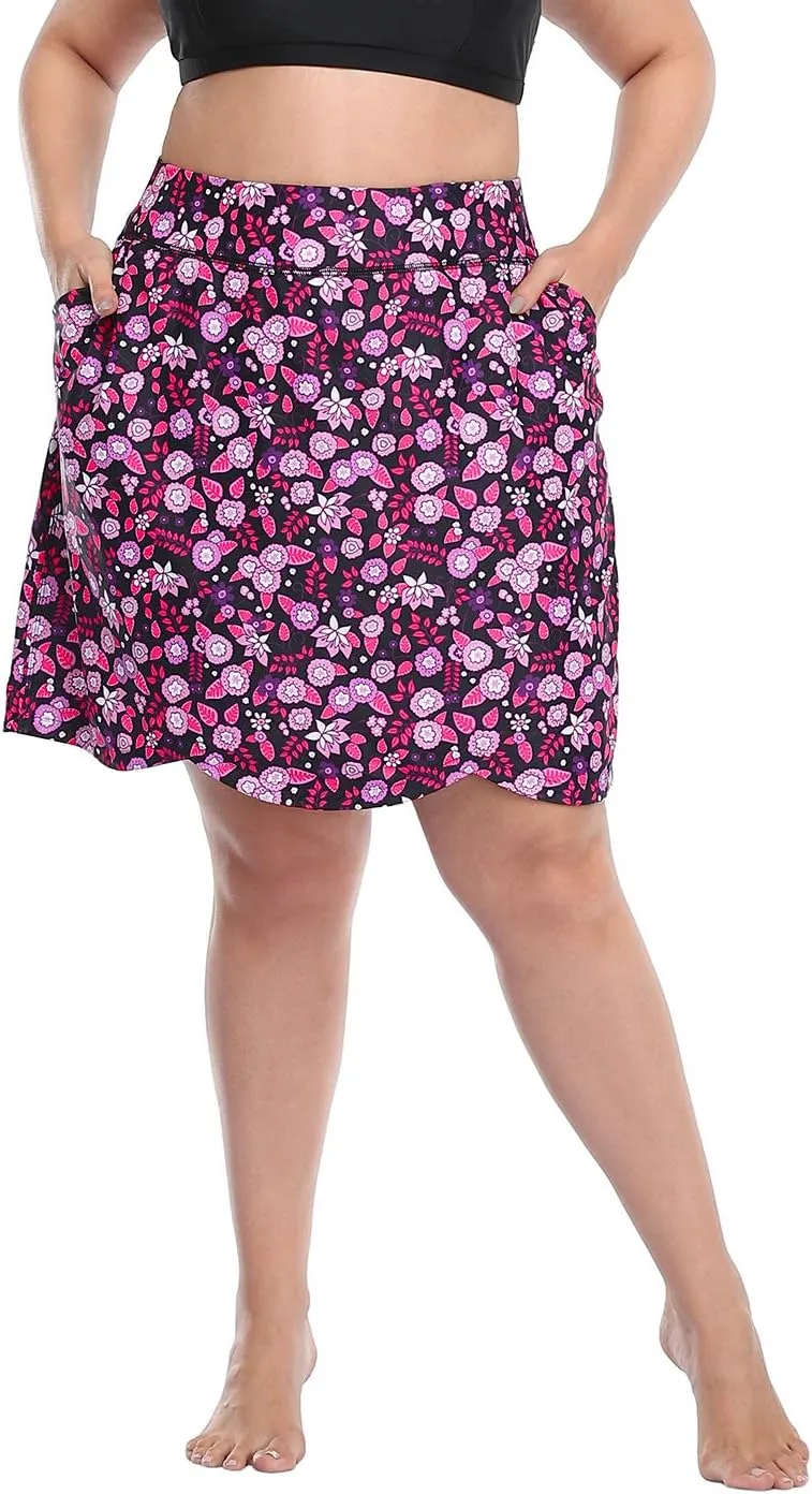HDE Womens Plus Size Skort Skirt with Bike Shorts Active Golf Swim Skirt Pockets