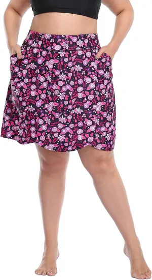 HDE Womens Plus Size Skort Skirt with Bike Shorts Active Golf Swim Skirt Pockets