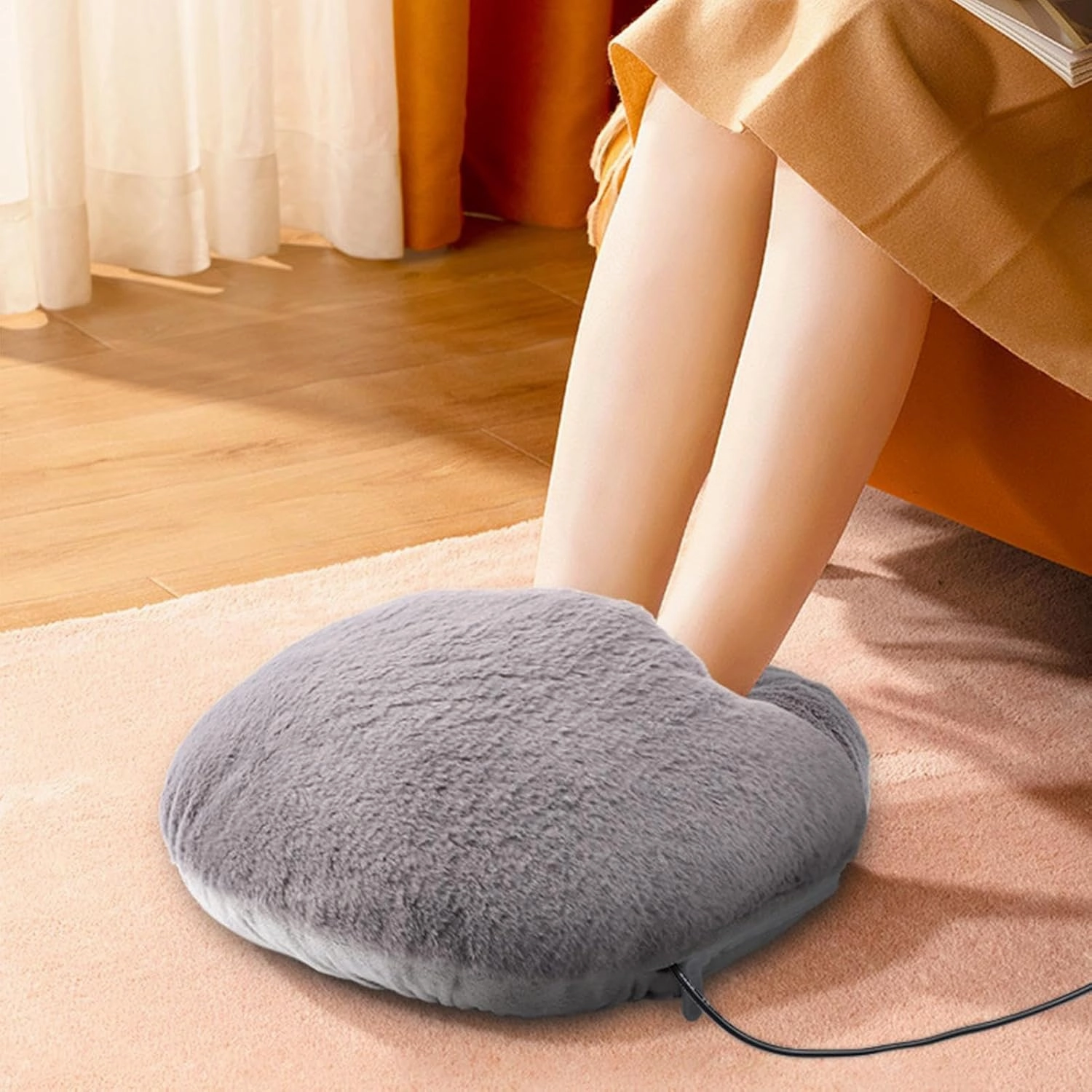 Heated Foot Warmer - USB Foot Heater | Electric Foot Pad, Rechargeable Feet Warmer, 3-Gear Heat Adjustable Foot Heating Pad | Detachable Washable Heat Wrap, Feet Warmer for Bed and Under Desk