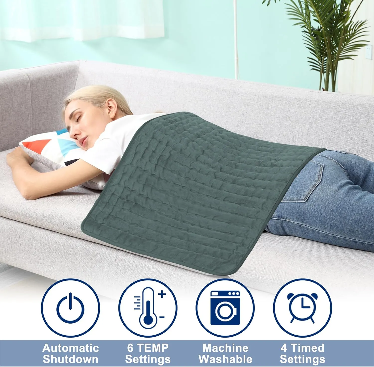 Heating pad Electric Heat Pad for Back Pain and Cramps Relax - Electric Heat Pad with 6 Heat Settings -Auto Shut Off