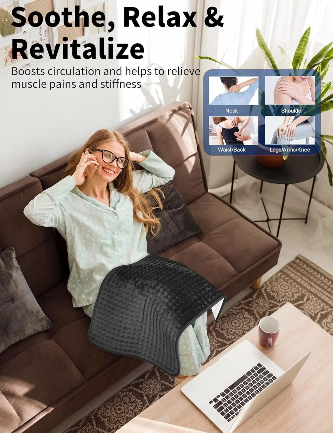 Heating Pad for Back, Large Heating Pads XL 17''x33'' for Pain Cramps Relief, Extra Long XXL Electric Heat Pad for Full Body 6 Temp. Settings, Moist Dry Heat, 2H Auto Shut-Off, Gifts for Women Mom Men