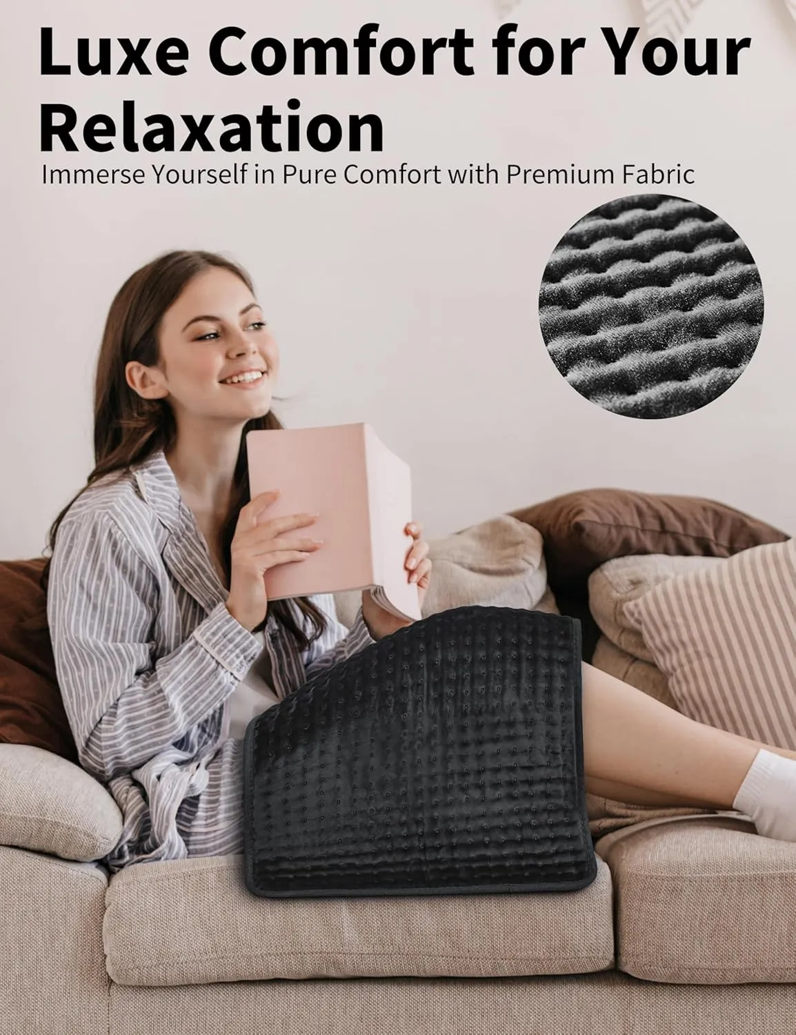 Heating Pad for Back, Large Heating Pads XL 17''x33'' for Pain Cramps Relief, Extra Long XXL Electric Heat Pad for Full Body 6 Temp. Settings, Moist Dry Heat, 2H Auto Shut-Off, Gifts for Women Mom Men