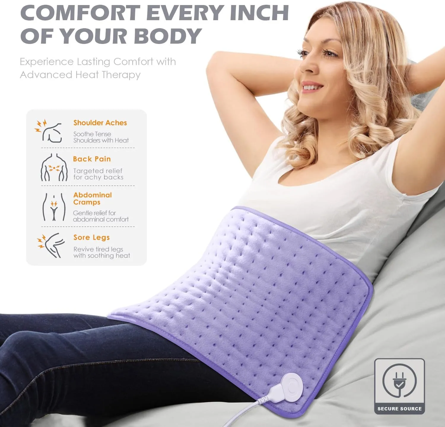 Heating Pad for Back Pain Cramps Relief - Electric Heating Pad for Neck/Shoulder/Muscle Pain - 6 Heat Settings, Auto Off, Moist Heat Options, Machine Washable, Mothers Day Gifts for Mom, Women - XL