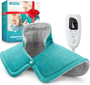 Heating Pad for Neck and Shoulders and Back, Birthday Gifts for Women Mom Her Grandma, Mothers Day Gifts for Mom Wife, Weighted Neck and Shoulder Heating Pads, 6 Heat Settings 4 Auto-Off,17"x23" Blue