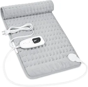 Heating Pad,Electric Heating Pads for Back,Neck,Abdomen,Fathers Day Dad Gifts,Moist Heating Pad for Shoulder,Knee,Arms,Legs,Dry/Moist Heat & Auto Shut Off,Birthday Gifts for Men(Light Gray, 24''×12'')