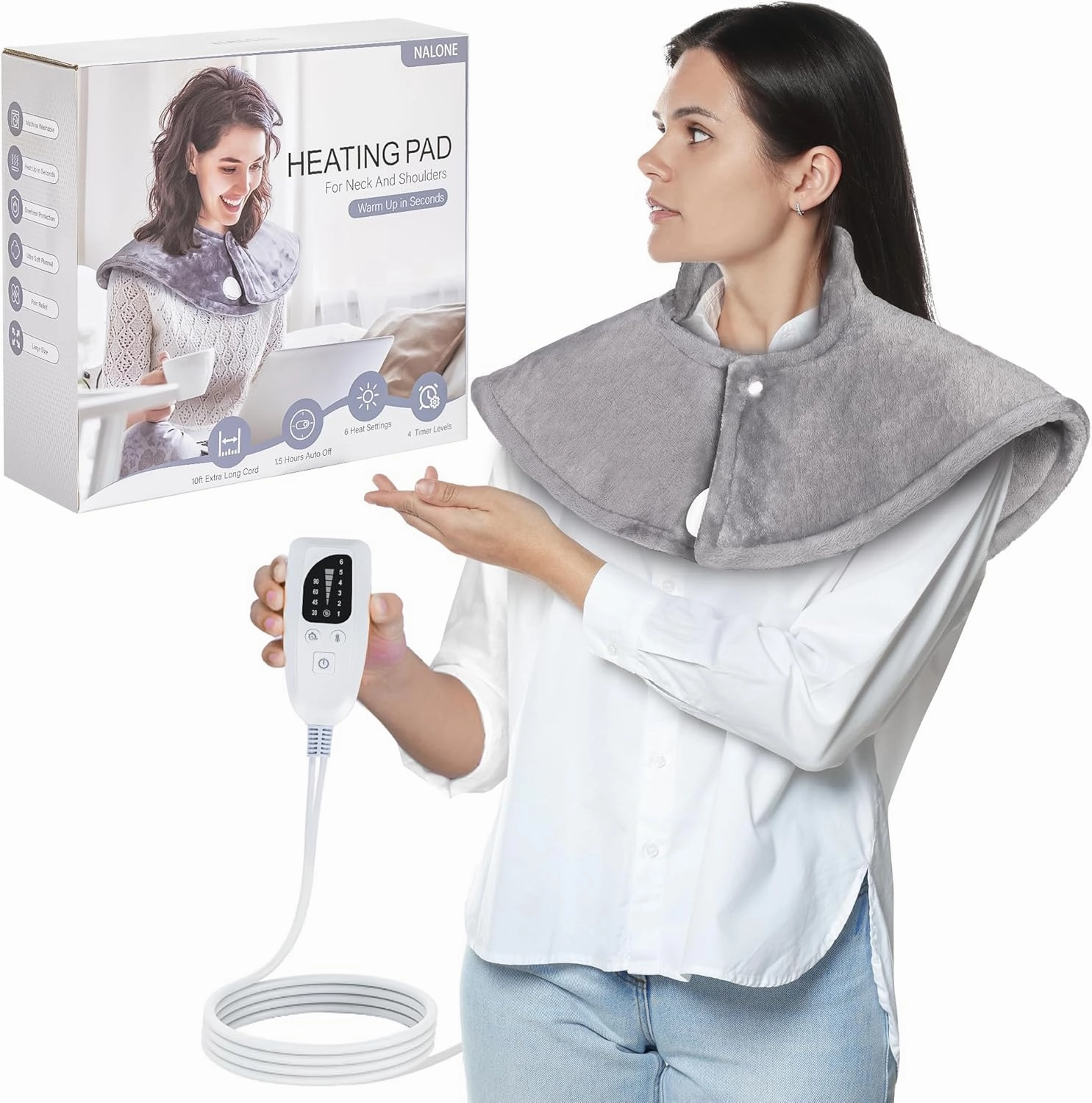 Heating Pad for Neck, [2025 Upgrade] Neck and Shoulders Heating Pads with Deeper Pain Relief, Electric Heating Pad for Back, Christmas Birthday Gifts for Women Men Mom, 22 x 25, Grey